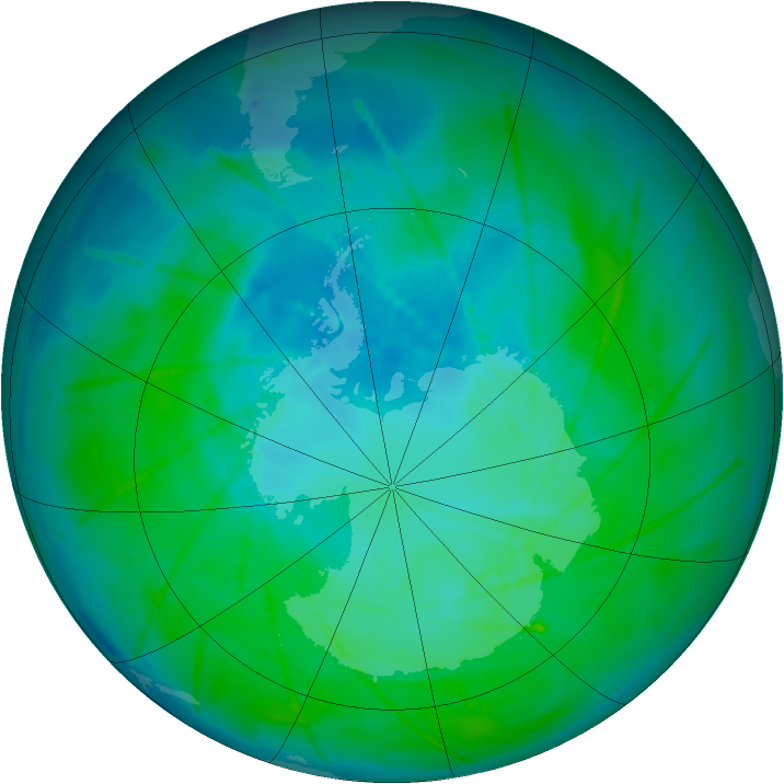 Antarctic ozone map for 30 December 2010